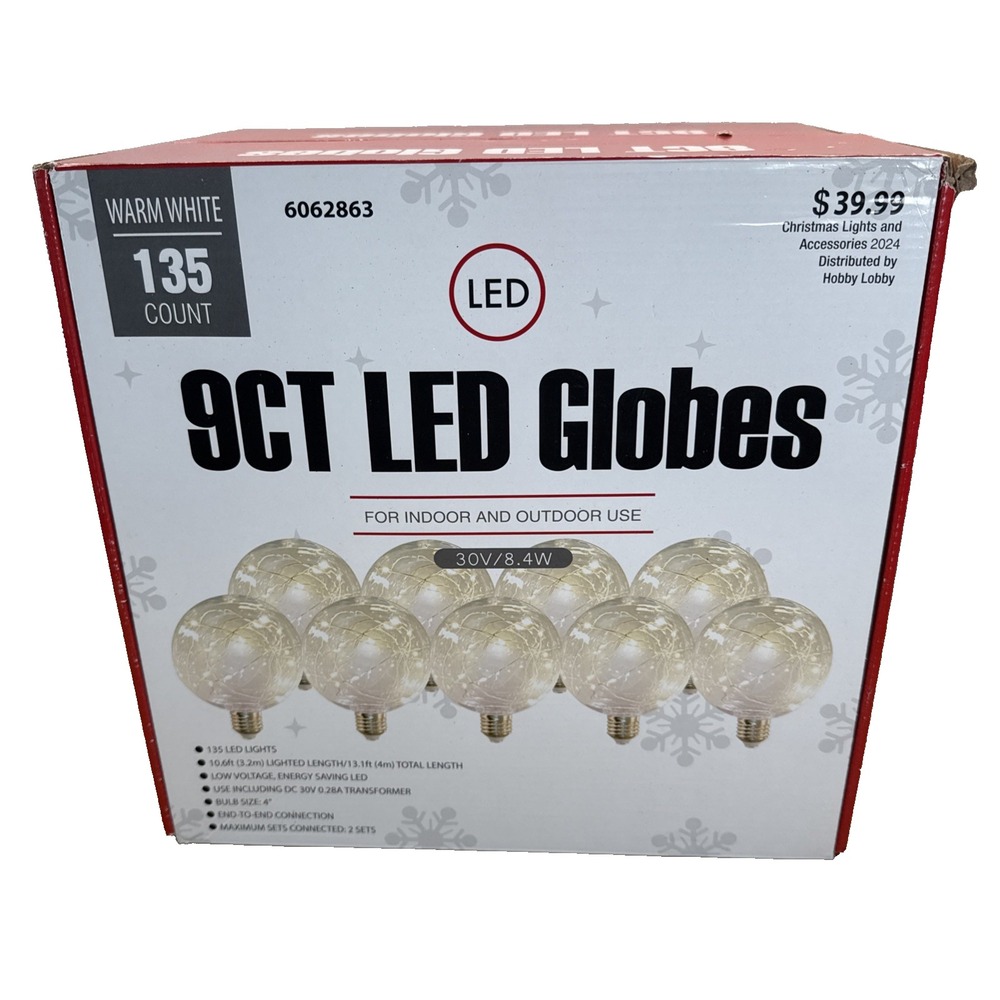 2 NEW WARM WHITE 135 LED GLOBE LIGHTS 10.6FT TIKI PATIO WEDDING  INDOOR OUTDOOR